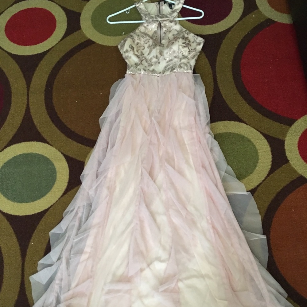 Pastel Pink and rose gold prom dress